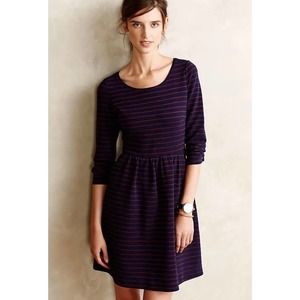 Anthropologie Maeve Brenna Stripe Fit and Flare Dress Womens Size 4